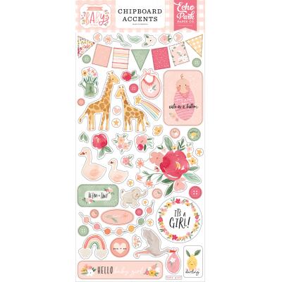 Echo Park Welcome Baby Girl Sticker - Chipboard Accents